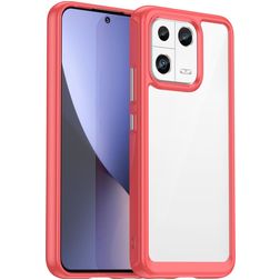 Mobigear Crystal Xiaomi 13 Hoesje Hardcase Backcover - Transparant / Rood