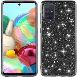 Mobigear Glitter Samsung Galaxy A73 Hoesje Hardcase Backcover - Zwart