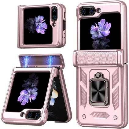Mobigear Armor ring Samsung Galaxy Z Flip 7 FE Hoesje Hardcase Backcover Shockproof met Ringhouder - Roségoud