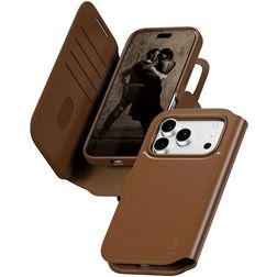 CARE by PanzerGlass Tango Two-in-One iPhone 18 Pro MagSafe Hoesje Uitneembare 2in1 Bookcase Portemonnee - Bruin
