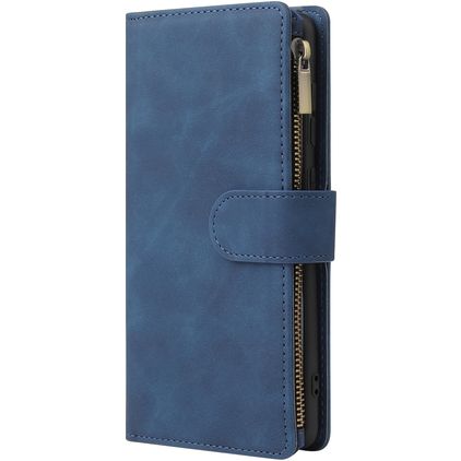 Mobigear Zipper Samsung Galaxy A71 Hoesje Bookcase Portemonnee - Blauw