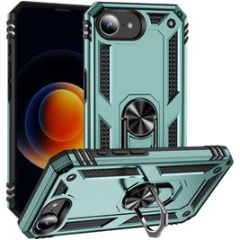 Mobigear Armor Ring iPhone 17e Hoesje Hardcase Backcover Shockproof met Ringhouder - Groen
