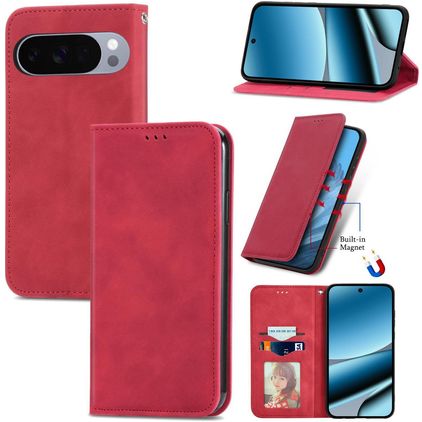 Mobigear Retro Slim Google Pixel 10 Pro XL Hoesje Bookcase Portemonnee - Rood