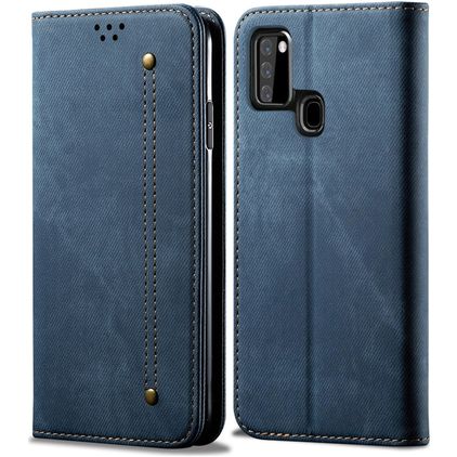 Mobigear Denim Slim Samsung Galaxy A21s Hoesje Bookcase Portemonnee - Blauw