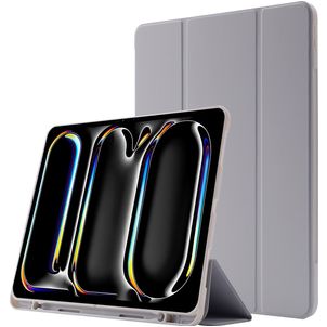 Mobigear Tri-Fold Gel iPad Pro 13 Inch (2024) Hoes TPU,Kunstleer Bookcase + Stylus Houder - Grijs