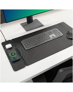 Mobilize PU Leather Desk Mat Draadloze lader Qi Wireless 2 Meter 15W - Zwart