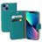 Mobiparts Saffiano Wallet iPhone 13 Mini Hoesje Bookcase Portemonnee - Turquoise