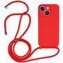 Mobigear Lanyard iPhone 14 Plus Siliconen Hoesje met koord - Rood
