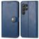 Mobigear Snap Button Samsung Galaxy S25 Hoesje Bookcase Portemonnee - Blauw