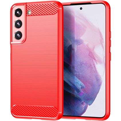 Mobigear Brushed Slim Samsung Galaxy S23 Ultra Hoesje Flexibel TPU Backcover - Rood