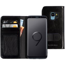 Mobiparts Excellent Wallet 2.0 Samsung Galaxy S9 Hoesje Echt Leer Bookcase Portemonnee - Jade Black