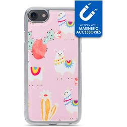 My Style Magneta iPhone 7 Hoesje Flexibel TPU Backcover - Pink Alpaca