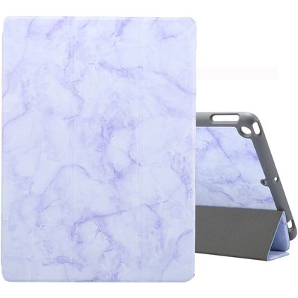 Mobigear Tri-Fold Marble iPad 8 (2020) Hoes Bookcase + Stylus Houder - Paars
