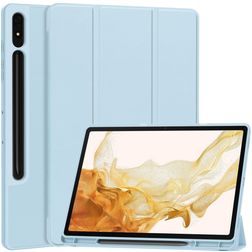 Mobigear Tri-Fold Gel Samsung Galaxy Tab S9 Plus Hoes TPU,Kunstleer Bookcase + Stylus Houder - Blauw