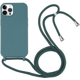 Mobigear Lanyard iPhone 16 Pro Siliconen Hoesje met koord - Groen