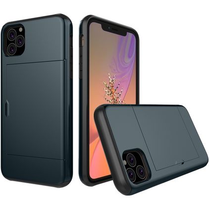 Mobigear Card iPhone 11 Pro Hoesje Hardcase Backcover Shockproof met Pasjeshouder - Marineblauw