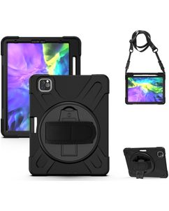 Mobigear SureGrip XGuard iPad Pro 11 Inch (2022) Hoes Hard Kunststof,Siliconen Backcover + Stylus Houder + Schouderband + Standaard - Zwart