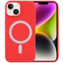 Mobigear Rubber Touch iPhone 15 Plus Siliconen MagSafe Hoesje Backcover - Rood
