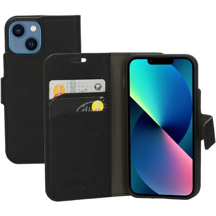 Mobiparts Saffiano Wallet iPhone 13 Mini Hoesje Bookcase Portemonnee - Zwart