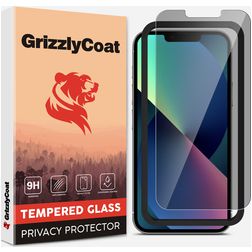 GrizzlyCoat Easy Fit AntiSpy iPhone 13 Mini Glazen Screenprotector Privacy - Case Friendly + Installatie Frame