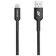 Mobigear Nylon USB-A naar Apple Lightning Kabel MFI 1 Meter - Zwart