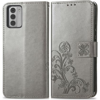 Mobigear Clover Nokia G42 Hoesje Bookcase Portemonnee - Grijs