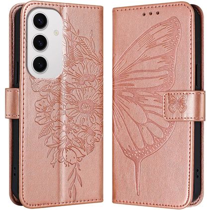 Mobigear Butterfly Samsung Galaxy S24 FE Hoesje Bookcase Portemonnee - Roségoud