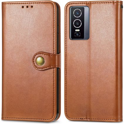 Mobigear Snap Button Vivo Y76 Hoesje Bookcase Portemonnee - Bruin