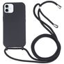 Mobigear Lanyard iPhone 16 Siliconen Hoesje met koord - Zwart