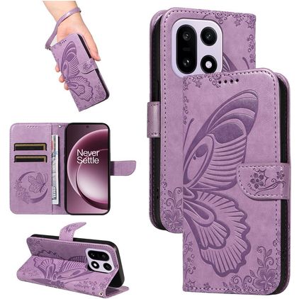 Mobigear Butterfly OnePlus 15 Hoesje Bookcase Portemonnee - Paars