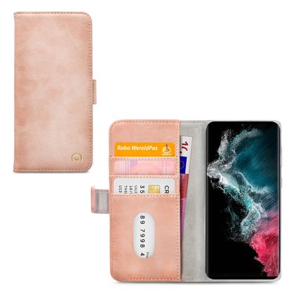 Mobilize Elite Gelly Samsung Galaxy S22 Ultra Hoesje Bookcase Portemonnee - Soft Pink