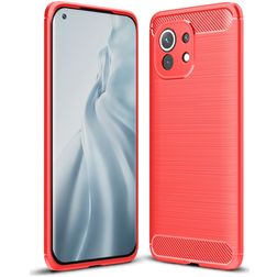 Mobigear Brushed Slim Xiaomi Mi 11 Hoesje Flexibel TPU Backcover - Rood