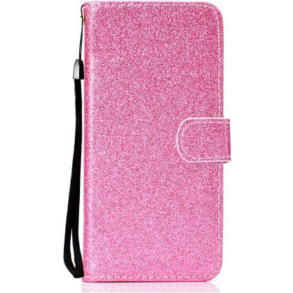Mobigear Glitter Huawei Y6p Hoesje Bookcase Portemonnee - Roze