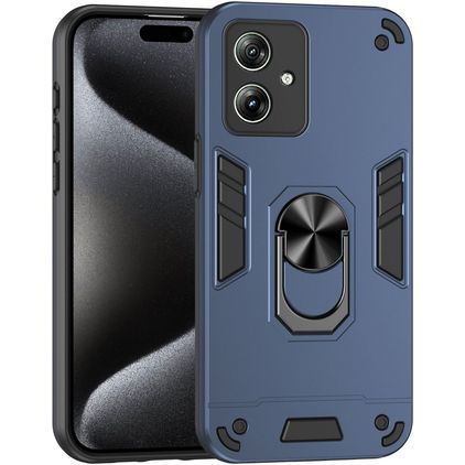 Mobigear Armor Ring Motorola Moto G54 Hoesje Hardcase Backcover Shockproof met Ringhouder - Blauw