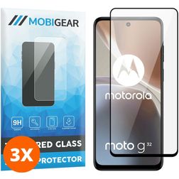 Mobigear Premium Motorola Moto G32 Glazen Screenprotector - Case Friendly - Zwart (3-Pack)