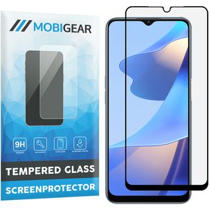 Mobigear Premium OPPO A16s Glazen Screenprotector - Case Friendly - Zwart