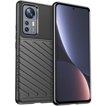 Mobigear Groove Xiaomi 12 Pro Hoesje Flexibel TPU Backcover - Zwart
