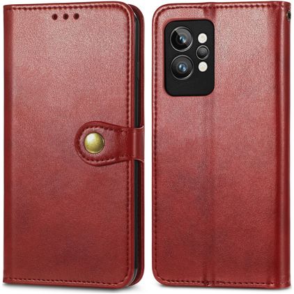 Mobigear Snap Button Realme GT2 Pro Hoesje Bookcase Portemonnee - Rood