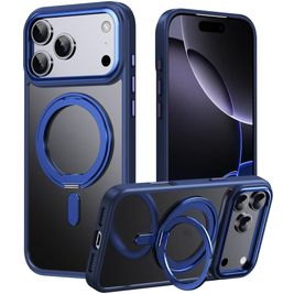 Mobigear Frosted Mag iPhone 17 Pro MagSafe Hoesje Hardcase Backcover met Standaard - Blauw