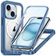 Mobigear Rugged Mag iPhone 15 MagSafe Hoesje Hardcase Backcover Shockproof - Blauw