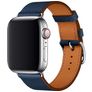 Mobigear Torino Leren Apple Watch Bandje Gespsluiting - 49/46/45/44 mm - Donkerblauw
