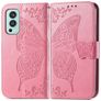 Mobigear Butterfly OnePlus Nord 2 Hoesje Bookcase Portemonnee - Roze