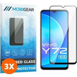 Mobigear Premium Vivo Y72 Glazen Screenprotector - Case Friendly - Zwart (3-Pack)