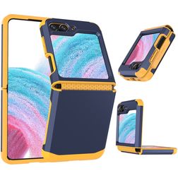 Mobigear Non-slip Armor Samsung Galaxy Z Flip 5 Hoesje Hardcase Backcover Shockproof - Blauw / Geel
