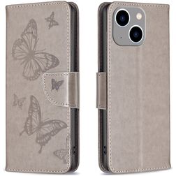 Mobigear Butterfly iPhone 15 Plus Hoesje Bookcase Portemonnee - Grijs
