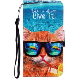 Mobigear Design Xiaomi Mi Note 10 Pro Hoesje Bookcase Portemonnee - Strand Kat