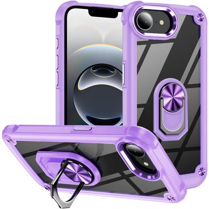 Mobigear Crystal Ring iPhone 17e Hoesje Hardcase Backcover met Ringhouder - Paars