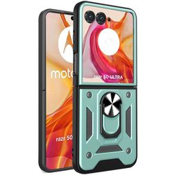 Mobigear Armor Ring Motorola Razr 50 Ultra Hoesje Hardcase Backcover Shockproof met Ringhouder - Groen