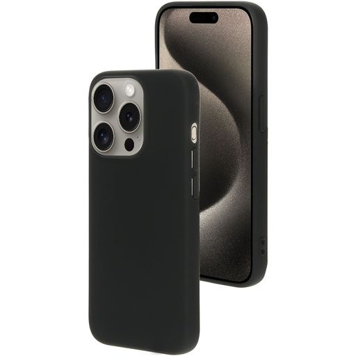 Mobiparts iPhone 15 Pro Siliconen Hoesje Backcover - Zwart