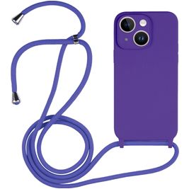 Mobigear Lanyard iPhone 15 Siliconen Hoesje met koord - Paars Mobigear Lanyard iPhone 15 Siliconen Hoesje met koord - Paars